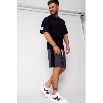 Set LeClub tricou oversized si pantalon scurt Duo Black 15833