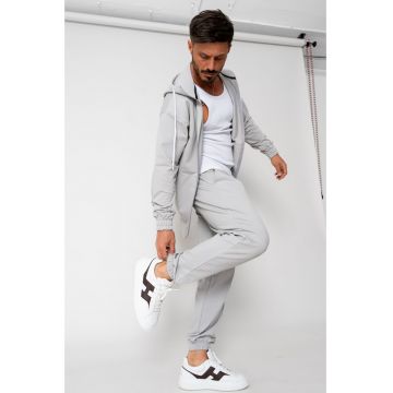 Set Neo hanorac cu fermoar si pantalon Baggy Grey 15573