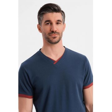 Tricou din bumbac cu decolteu in V