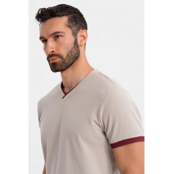 Tricou din bumbac cu decolteu in V