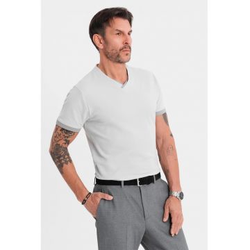 Tricou din bumbac cu decolteu in V