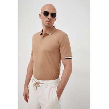 BOSS polo de bumbac culoarea bej, uni 50467113