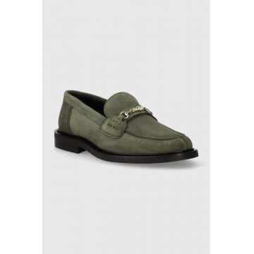 Filling Pieces mocasini din piele intoarsa Loafer Suede barbati, culoarea verde, 44222791926