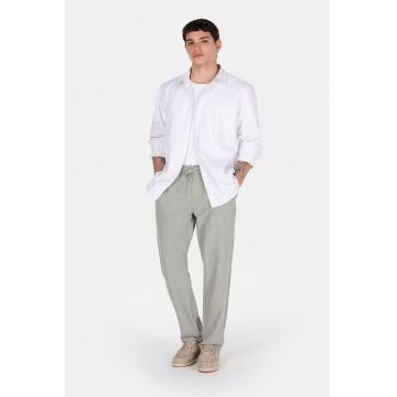 Pantaloni regular-fit din amestec de in