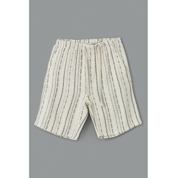 Pantaloni scurti cu model in dungi si talie elastica