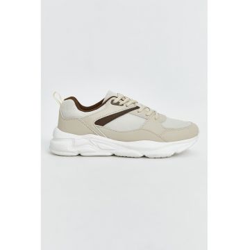 Pantofi sport de piele ecologica si material textil
