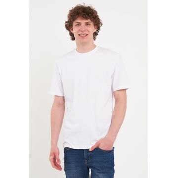 Tricou de bumbac cu decolteu la baza gatului