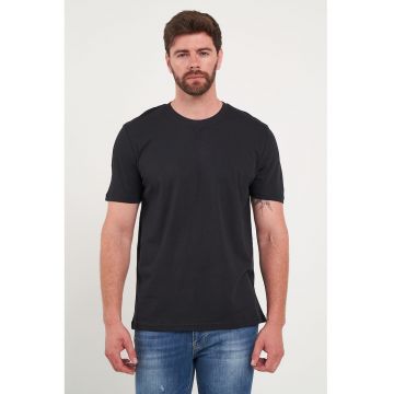 Tricou de bumbac cu decolteu la baza gatului