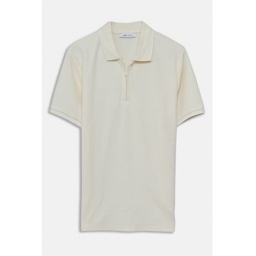 Tricou polo cu fenta cu fermoar