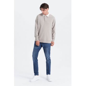 Bluza polo lejera de trening cu fenta cu nasturi - Gri deschis