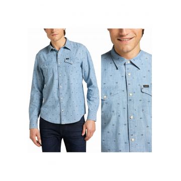 Camasa Barbati -  Clean Reg Western - M INTL - Albastru - Croi Regular Fit - Inchidere Capse - Compozitie Material 100% Bumbac - Numar Buzunare 2
