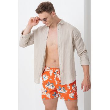 Pantaloni scurti de baie cu model si buzunare laterale