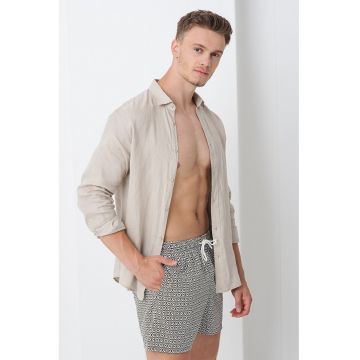 Pantaloni scurti de baie cu model si buzunare laterale