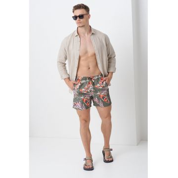 Pantaloni scurti de baie cu model si buzunare laterale