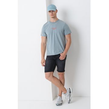 Tricou de bumbac cu decolteu la baza gatului