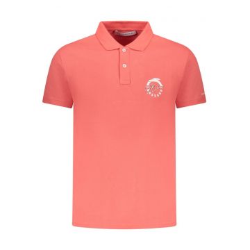Tricou polo barbati - cu imprimeu grafic - Regular fit - Roz -