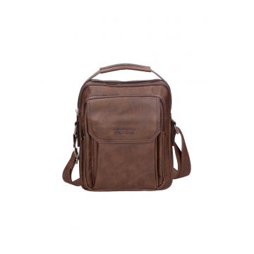 Geanta crossbody de piele ecologica - Maro inchis