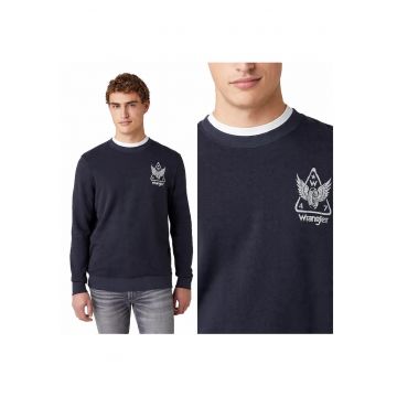 Hanorac Barbati -  Graphic Crew - M INTL - Albastru - Croi Regular Fit - Inchidere Fara - Compozitie Material 100% Bumbac - Decolteu Rotund