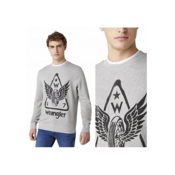 Hanorac Barbati -  Graphic Crew Mid - XL INTL - Gri - Regular Fit - 100% Bumbac - Fara Inchidere - Maneci Lungi