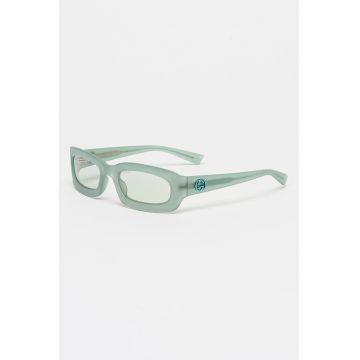 Ochelari de soare dreptunghiulari cu logo pe laterale - Verde pal