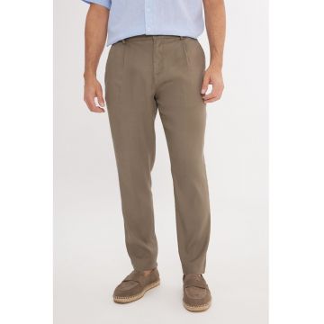 Pantaloni chino din amestec de in