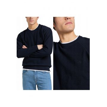 Pulover Barbati -  Raglan Crew Knit - 2XL INTL - Albastru - Croi Regular Fit - Inchidere Fara - Compozitie Material 100% Bumbac - Maneci Lungi