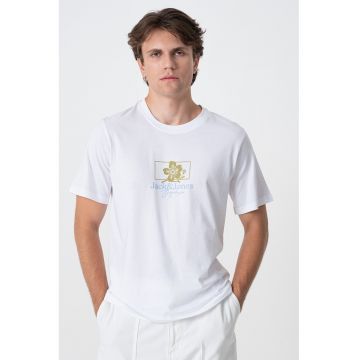 Tricou cu decolteu la baza gatului si imprimeu
