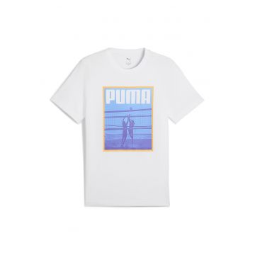 Tricou cu decolteu la baza gatului si imprimeu logo