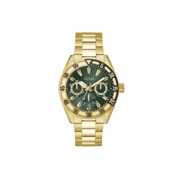 Ceas barbatesc  GW0904G2 - mecanism Quartz - 44mm - culoare carcasa verde - curea din otel aurie - rezistenta la apa 5ATM