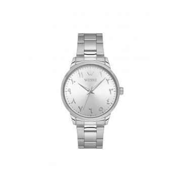 Ceas barbatesc  41-46 mm - carcasa din otel - curea din otel - gri - mecanism quartz - rezistenta la apa 5 ATM