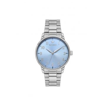 Ceas barbatesc  41-46 mm - curea din otel gri metalizat - mecanism quartz - rezistenta la apa 5 ATM