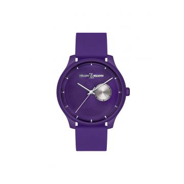 Ceas barbatesc  42 mm - carcasa din otel - curea din silicon - violet - rezistent la apa 3 ATM