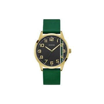 Ceas barbatesc  44 mm - carcasa din otel - curea din silicon - verde - rezistenta la apa 5 ATM