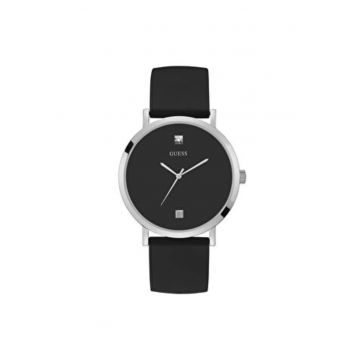 Ceas barbatesc  44 mm - curea silicon gri metalizat - carcasa otel - rezistenta la apa 3 ATM
