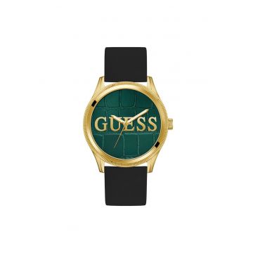 Ceas barbatesc  GW0887G2 - 44mm - curea silicon - carcasa otel - rezistent la apa 3 ATM - negru - auriu