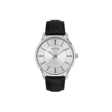 Ceas barbati  WWG203813 clasic argintiu 41mm curea neagra piele