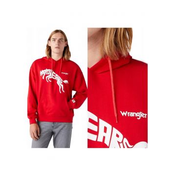 Hanorac Barbati -  75th Anni Hoodie - Nepermis - Regular Fit - Larg - 2 Buzunare - 80% Lana - 20% Poliester - Confortabil - Stilat - Ideal Pentru Zi Cu Zi - Marimea M - Rosu