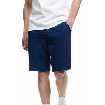 Pantaloni scurti de bumbac cu snururi - Albastru inchis -