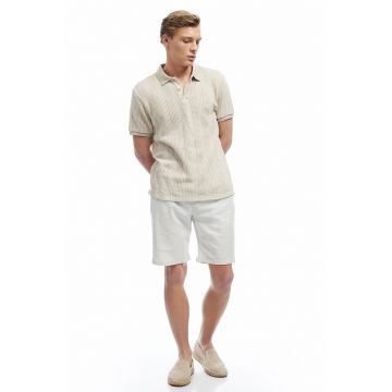 Pantaloni scurti din amestec de in cu snur