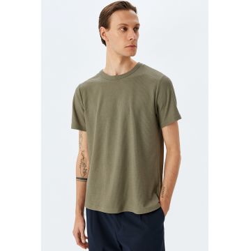 Tricou uni din amestec de bumbac - Kaki