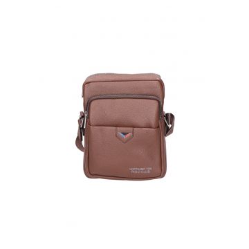 Geanta crossbody de piele ecologica 24503 - Maro deschis