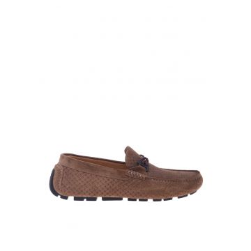 Mocasini din piele intoarsa cu design tesut