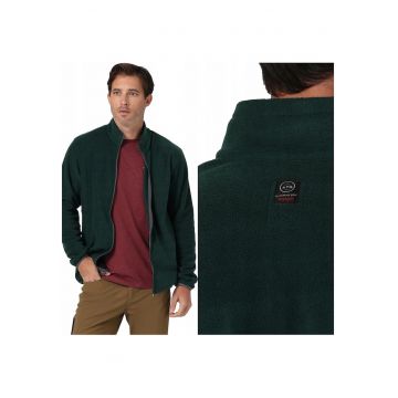 Pulover Barbati -  Adams Fleece Full Zip - Regular Fit - 100% Poliester - Calduros - Fermoar - 2 Buzunare - Ideal Pentru Zile Mai Racoroase - Verde Inchis