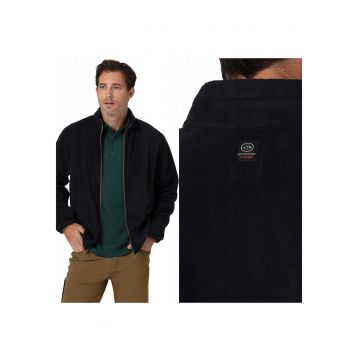 Pulover Barbati -  Adams Fleece Full Zip - Regular Fit - Fermoar - 2 Buzunare - Calduros - Confortabil - Ideal Pentru Zile Mai Racoroase - 100% Poliester - Marimea 2XL - Albastru Inchis