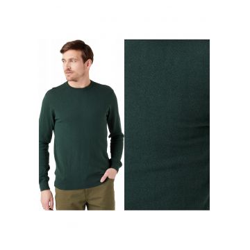 Pulover Barbati -  Crewneck Knit - Regular Fit - 50% Bumbac - 45% Poliamid - 5% Lana - Calduros - Fara Inchidere - Confortabil - Ideal Pentru Zile Mai Racoroase - Marimea 4XL - Verde