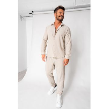 Set camasa si pantalon lung Beige New 17836
