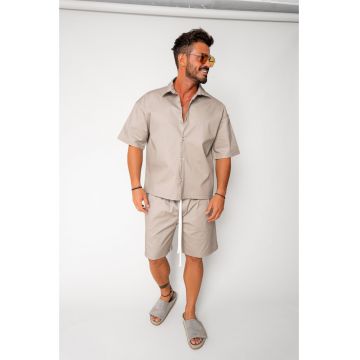 Set camasa si pantalon scurt Taupe New 17740