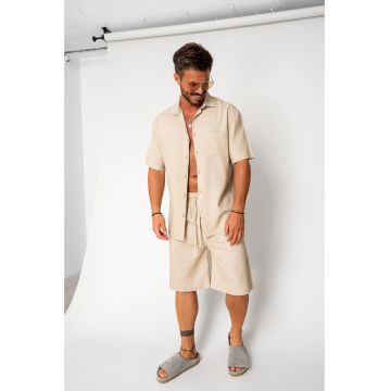 Set Lion din In camasa si pantalon scurt Beige 17722