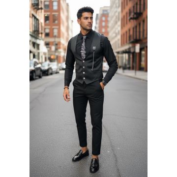 Tinuta barbati smart casual Pantaloni +Vesta V73