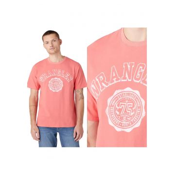 Tricou Barbati -  Collegiate Tee - Regular Fit - Fason Simplu - 100% Bumbac - Confortabil - Respirabil - Ideal Pentru Zi Cu Zi - Roz